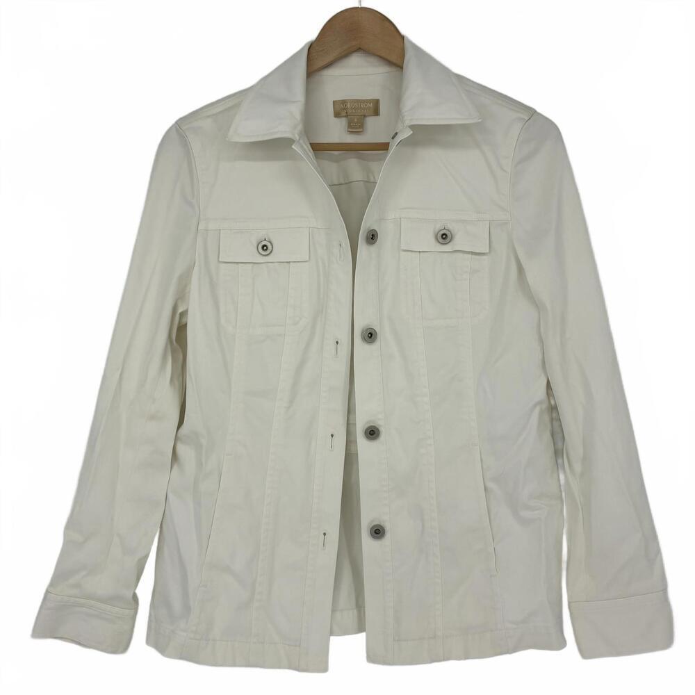 Nordstrom Studio 121 Women's White Button-Up Blazer Jacket Size S